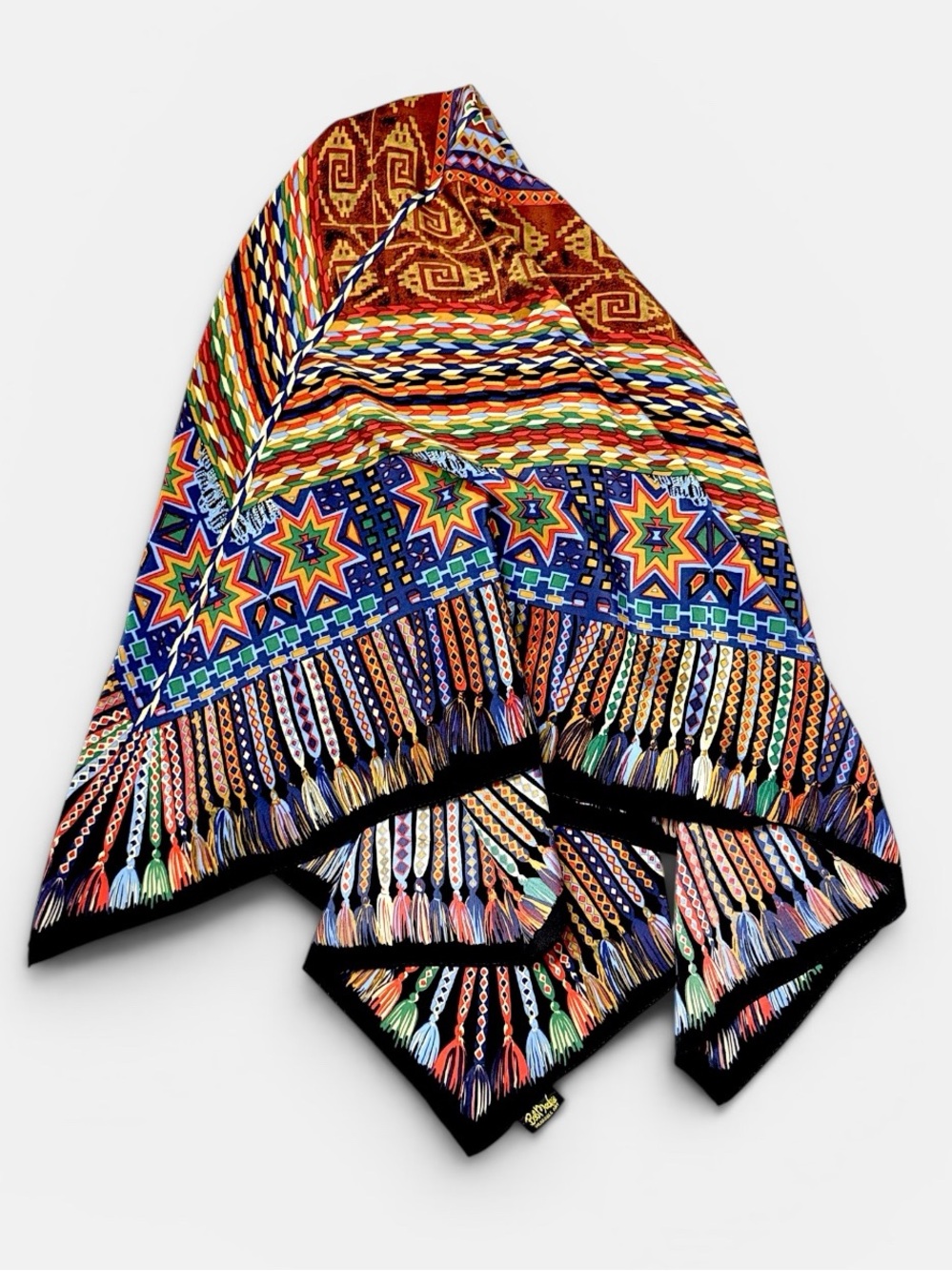 Bob Mackie Wearable Art Silk Scarf  Multicolor Tribal Geometric Print 39x39